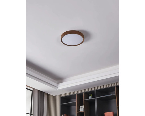 Ronde plafondlamp met houten frame