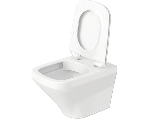 Wandcloset met diepe spoeling, open spoelrand en toiletdeksel