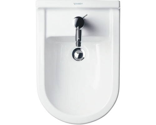 Wit Duravit bidet met chromen kraan