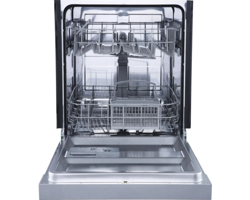 Geopende vaatwasser met interieur