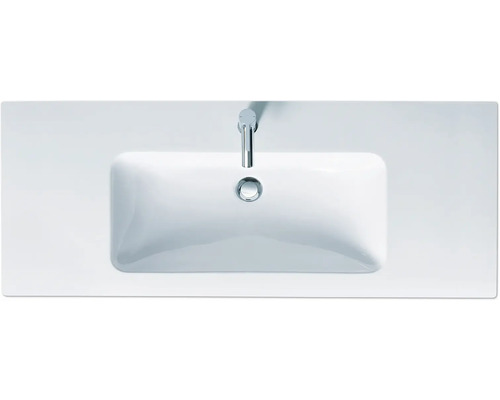 Bovenaanzicht van een wastafel met kraan