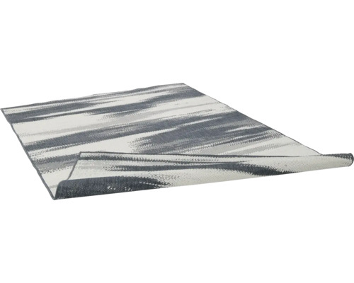 Grijs-wit buitentapijt met gestreept patroon