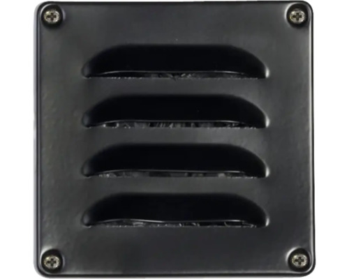 Vierkant ventilatierooster met vier lamellen en schroeven in de hoeken