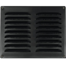 Zwart, rechthoekig ventilatierooster met schroeven