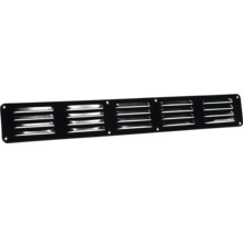 Zwart metalen ventilatierooster met lamellen