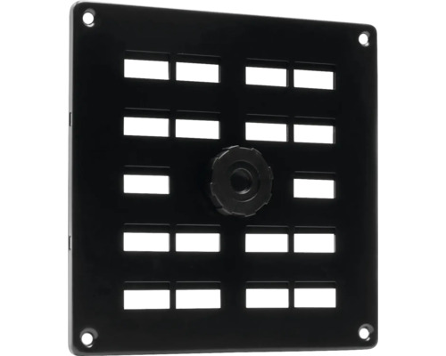 Vierkante montageplaat met gaten en draaiknop