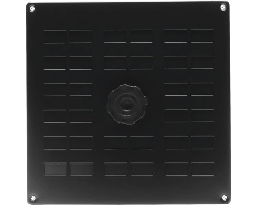 Zwarte installatieplaat met uitsparingen voor elektrische installaties