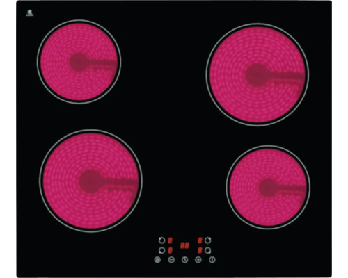 Zwarte kookplaat met vier kookzones