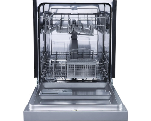 Open vaatwasser met afwasrekken