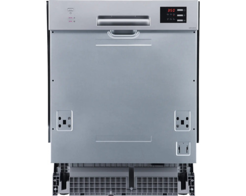 Vaatwasser met bedieningselementen en digitaal display.