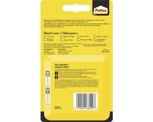 Pattex montagetape informatie over toepassingen en instructies