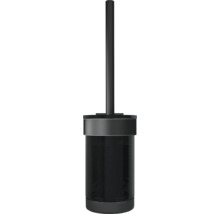 Zwarte toiletborstel met houder