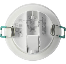 Achterkant van een ronde led-inbouwspot met bevestigingsveren