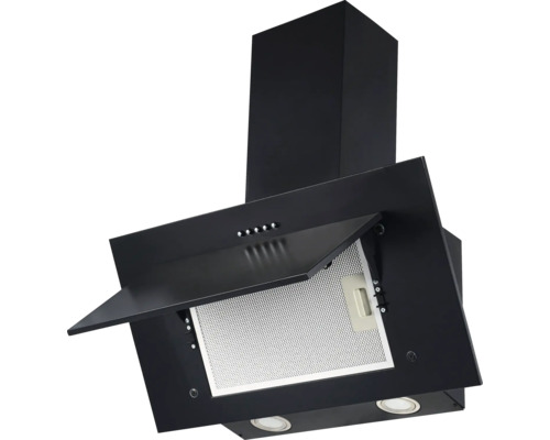 Afzuigkap met open vetfilterklep en verlichting