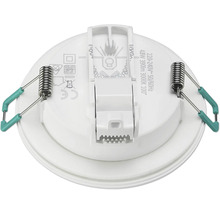 Achterkant van een ronde inbouwspot met veren voor bevestiging