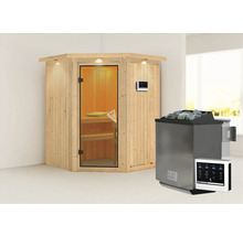 Sauna met saunakachel en bedieningspaneel