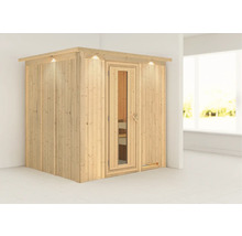 Houten sauna met glazen deur en geïntegreerde verlichting