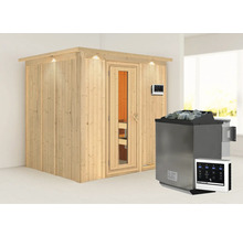 Houten sauna met saunakachel en bediening
