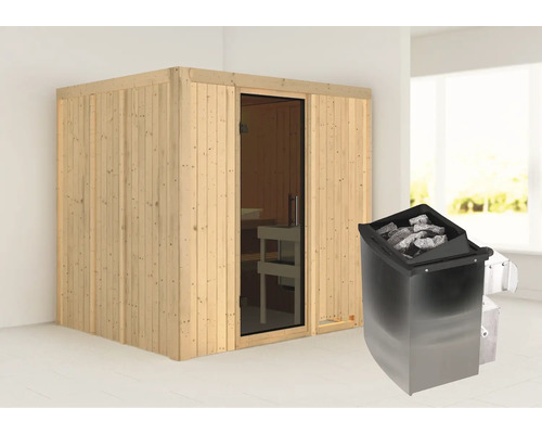 Sauna met saunakachel en saunastenen