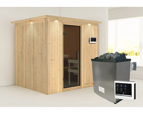 Houten sauna met saunakachel en digitale bediening