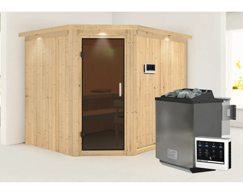 Sauna met kachel en bediening
