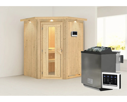 Houten sauna met saunakachel en besturing