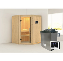 Houten sauna met saunakachel en bediening