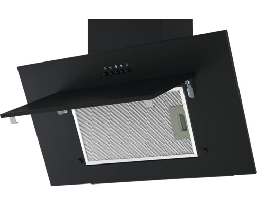 Zwarte afzuigkap met metalen filter