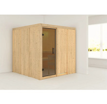 Houten sauna met glazen deur