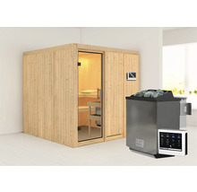 Houten sauna met saunakachel en bediening