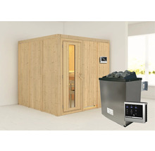 Houten sauna met saunakachel en bediening
