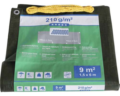 Houtafdekzeil negen vierkante meter met koord