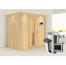 Houten sauna met kachel en bediening