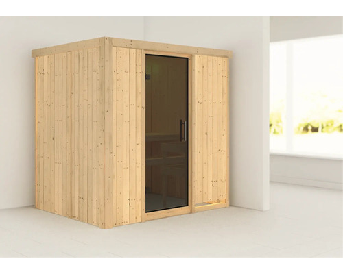 Houten sauna met glazen deur voor binnenshuis