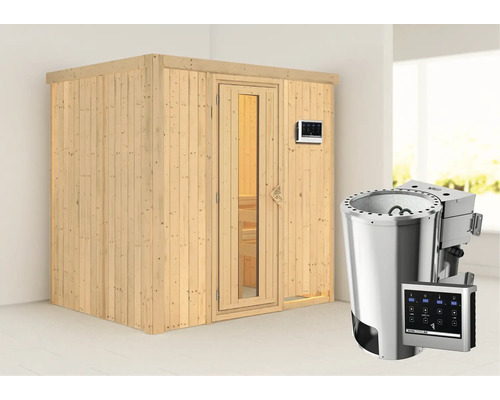 Houten sauna met saunakachel en bediening