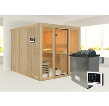 Sauna met saunakachel, stenen en bediening