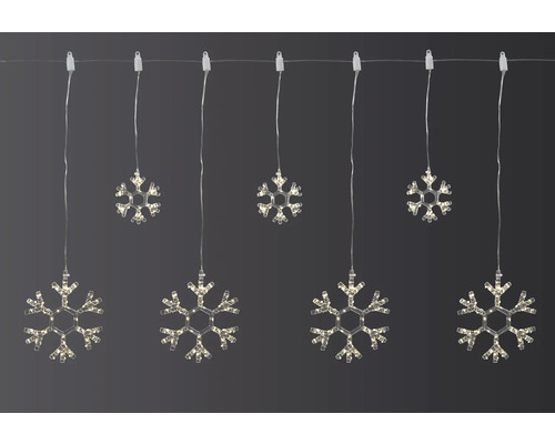 LAFIORA Kerstverlichting LED lichtsnoer sneeuwvlokken 330 lampjes warmwit 0,9 m LED-lichtslinger met sneeuwvlokmotieven