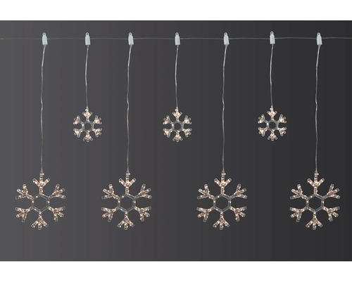 LAFIORA Kerstverlichting LED lichtsnoer sneeuwvlokken 330 lampjes extra warmwit 0,9 m LED-lichtsnoer met sneeuwvlokmotieven voor binnen