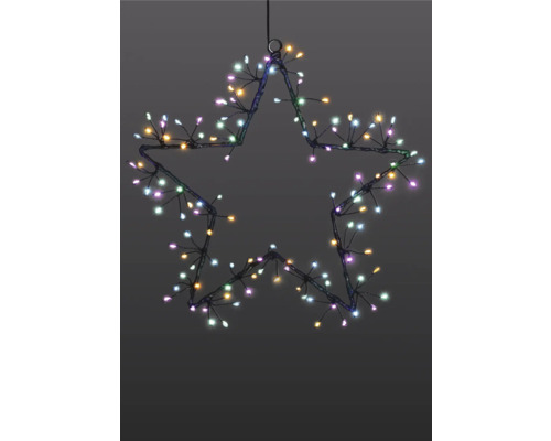 LAFIORA Kerstverlichting LED metalen ster 125 lampjes multi color 30 cm