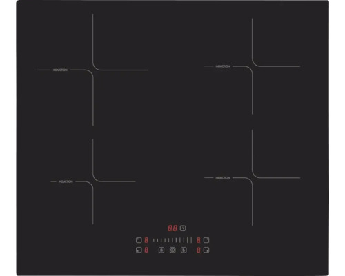 Inductiekookplaat met vier kookzones en digitale bediening