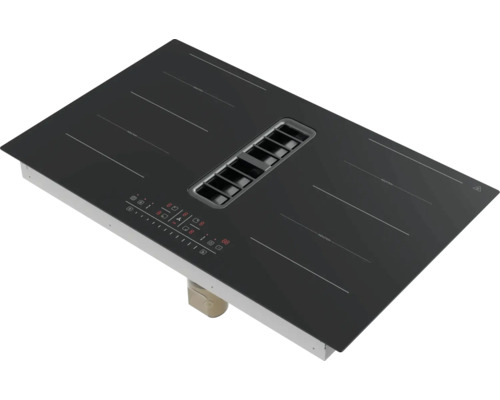 Zwarte inductiekookplaat met geïntegreerde afzuiging