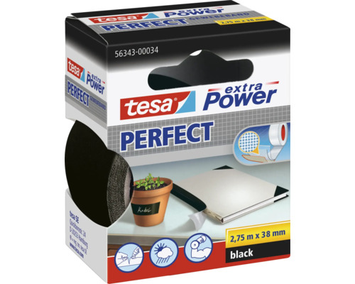 TESA Extra Power Perfect naadband zwart 2,75 m x 38 mm Tesa Extra Power Perfect textieltape, 2,75 m x 38 mm, zwart