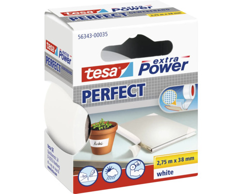 TESA Extra Power Perfect naadband wit 2,75 m x 38 mm Tesa Extra Power Perfect ducttape, 2,75 m x 38 mm, wit