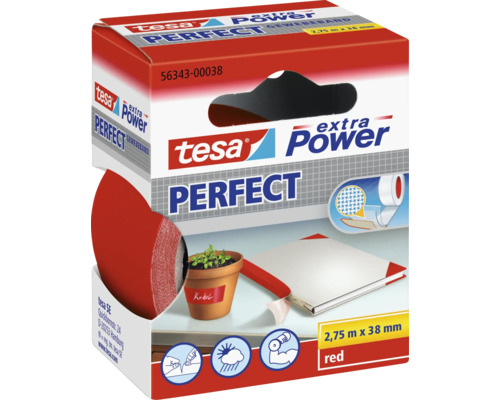 TESA Extra Power Perfect naadband rood 2,75 m x 38 mm Tesa Power Perfect textieltape rood, 2,75 meter maal 38 millimeter