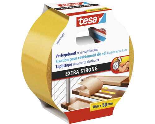 Tesa tapijttape extra sterk klevend, 10 meter x 50 millimeter