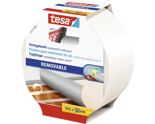 Tesa tapijttape, verwijderbaar zonder sporen, 10 meter x 50 millimeter