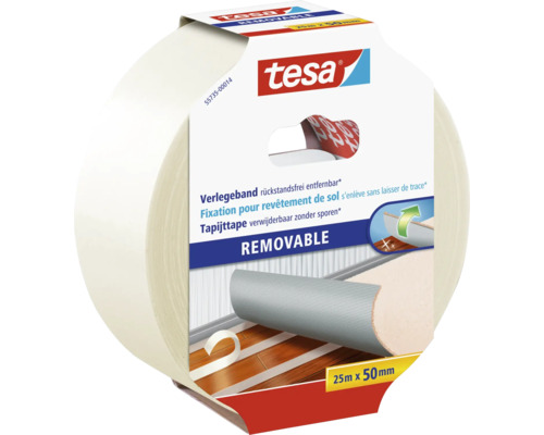 Tesa tapijttape, verwijderbaar zonder sporen, 25 meter x 50 millimeter