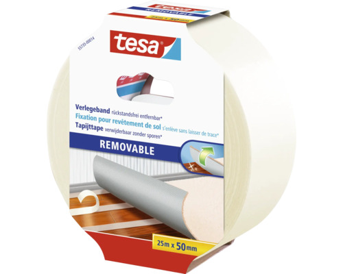 Tesa tapijttape, verwijderbaar zonder sporen, 25 meter x 50 millimeter