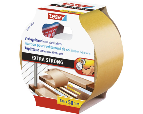 Tesa tapijttape extra sterke kleefkracht 5 meter maal 50 millimeter