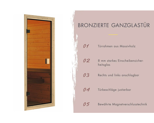 Bronskleurige glazen deur met massief houten frame